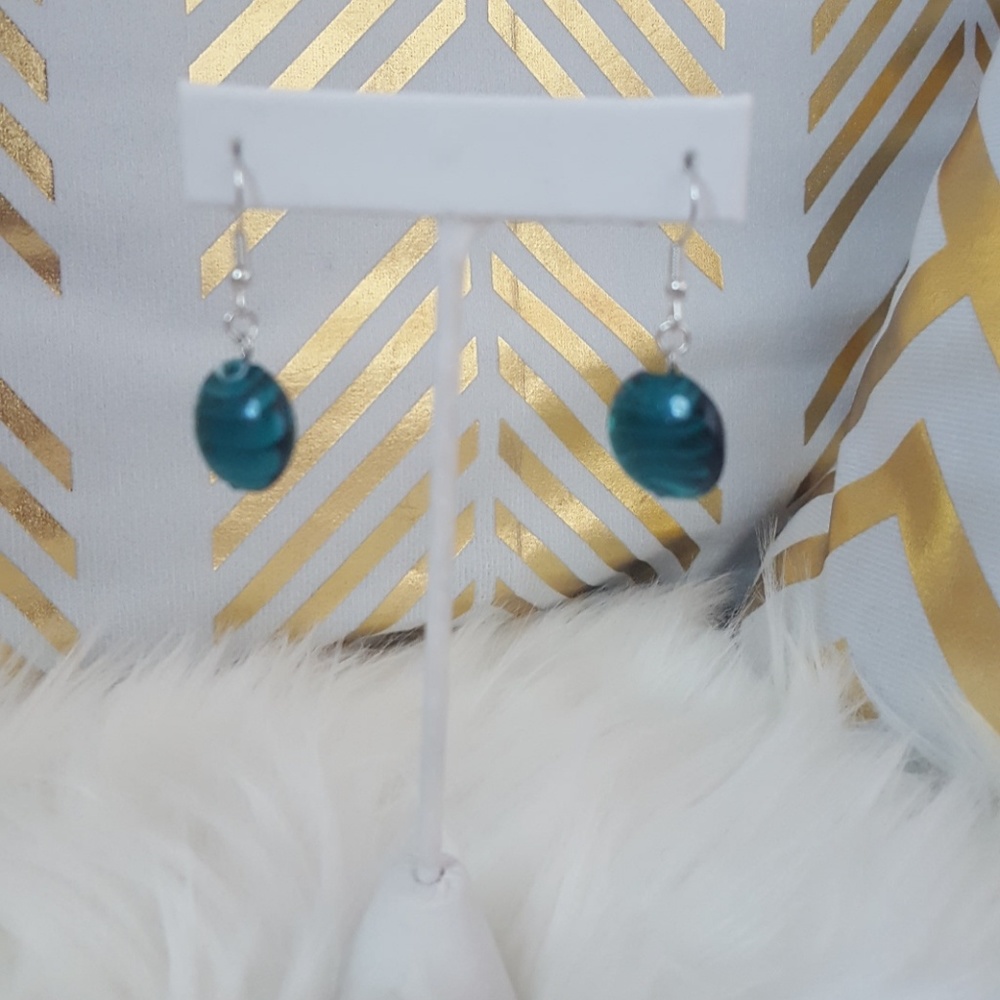 PTB teal dangle earrings